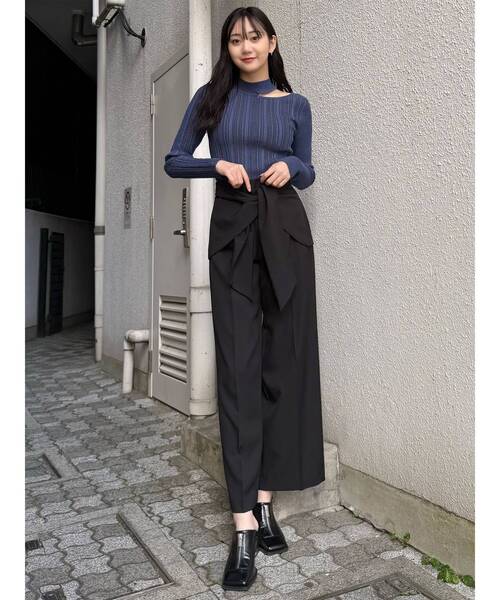 MURUA（ムルーア）の「チョーカーランダムリブニット（ニット/セーター・レディース・ブラック/ブルー/ホワイト・FREE）」の22枚目の写真