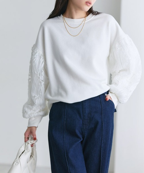 Pierrot(ピエロ)の「裏起毛コード刺繍スウェット(スウェット・レディース・オフホワイト/ブラック・L/M)」の8枚目の写真