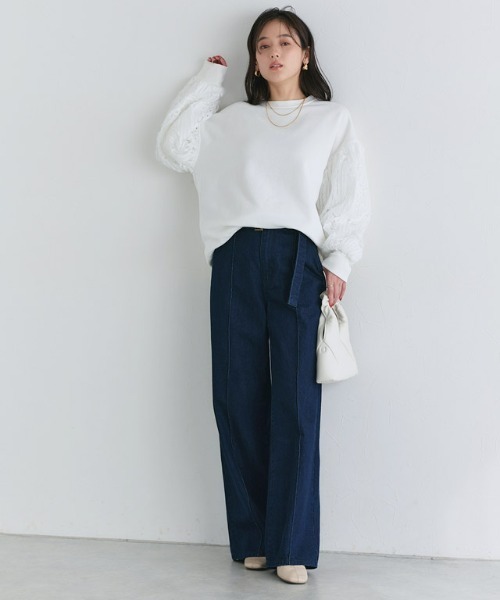Pierrot(ピエロ)の「裏起毛コード刺繍スウェット(スウェット・レディース・オフホワイト/ブラック・L/M)」の9枚目の写真