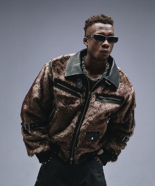 ANDER HUNK（アンダーハンク）の「Switch Design Faux Fur Flight Jacet / スイッチデザインフェイクファーフライトジャケット（ブルゾン・メンズ・ブラック・LARGE/SMALL/MEDIUM）」の8枚目の写真