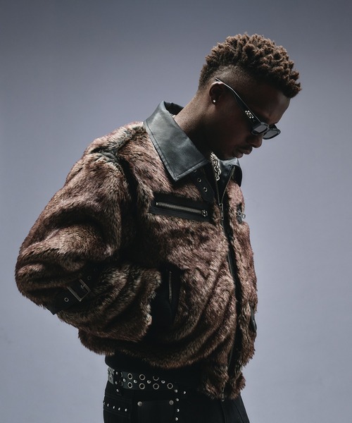 ANDER HUNK（アンダーハンク）の「Switch Design Faux Fur Flight Jacet / スイッチデザインフェイクファーフライトジャケット（ブルゾン・メンズ・ブラック・LARGE/SMALL/MEDIUM）」の10枚目の写真