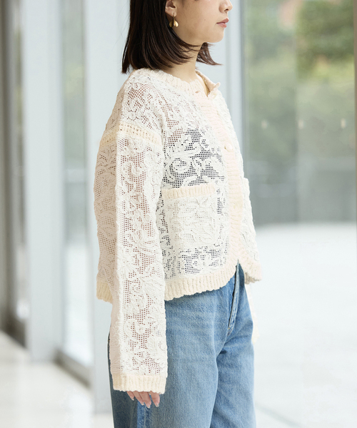 IENA LA BOUCLE（イエナラブークル）の「IENA LA BOUCLE レースコンビカーディガン（カーディガン/ボレロ・レディース・ホワイト×ホワイト・FREE）」の5枚目の写真