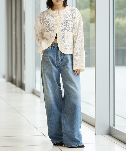 IENA LA BOUCLE（イエナラブークル）の「IENA LA BOUCLE レースコンビカーディガン（カーディガン/ボレロ・レディース・ホワイト×ホワイト・FREE）」の6枚目の写真