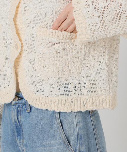 IENA LA BOUCLE（イエナラブークル）の「IENA LA BOUCLE レースコンビカーディガン（カーディガン/ボレロ・レディース・ホワイト×ホワイト・FREE）」の15枚目の写真
