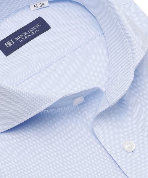 TOKYO SHIRTS（トウキョウシャツ）の「形態安定ノンアイロン ホリゾンタルワイド 長袖ビジネスワイシャツ（ビジネスシャツ・メンズ・サックスブルー・首回り37cm-裄丈80cm/首回り39cm-裄丈80cm/首回り39cm-裄丈84cm/首回り41cm-裄丈82cm/首回り41cm-裄丈86cm/首回り42cm-裄丈82cm/首回り42cm-裄丈86cm/首回り43cm-裄丈82cm/首回り43cm-裄丈86cm）」の2枚目の写真