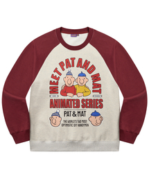 LAUGHER（ラファー）の「[PAT&MAT] パト＆マット アーチロゴ レグラン スウェット - バーガンディ / オートミール（スウェット）」