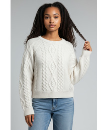 Soft Wool Cable Knit Sweater (Ivory)