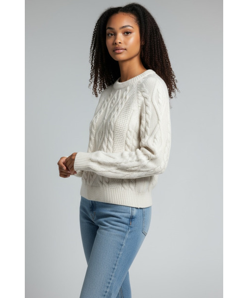 BORN SLIPPY(ボーンスリッピー)の「Soft Wool Cable Knit Sweater (Ivory)(ニット/セーター・レディース・その他・FREE)」の3枚目の写真