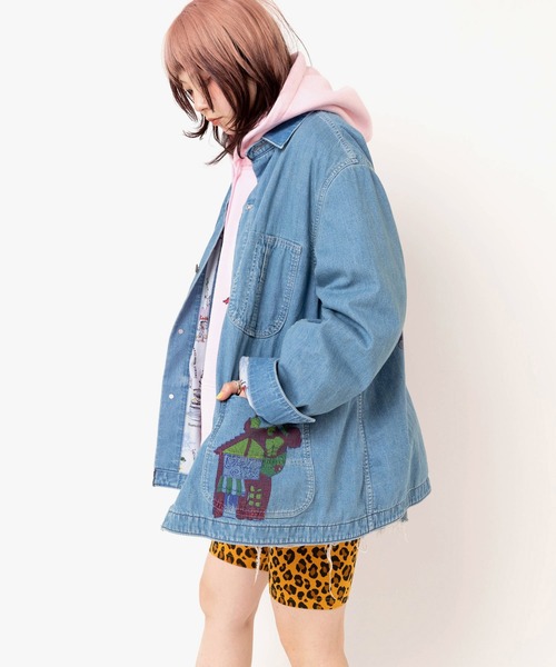 RNA（アールエヌエー）の「J2172 PINK MOTEL カバーオールジャケット（カバーオール・レディース・ライトインディゴブルー・MEDIUM）」の3枚目の写真