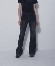 Asymmetric Semi-Bootcut Denim Pants