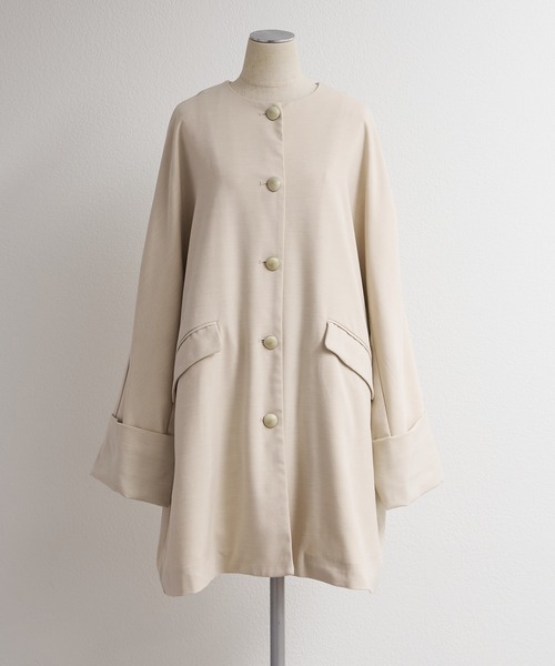 PUAL CE CIN（ピュアルセシン）の「ノーカラーコート（ノーカラーコート・レディース・ベージュ/ネイビー・FREE）」の9枚目の写真