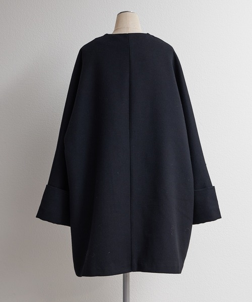 PUAL CE CIN（ピュアルセシン）の「ノーカラーコート（ノーカラーコート・レディース・ベージュ/ネイビー・FREE）」の4枚目の写真