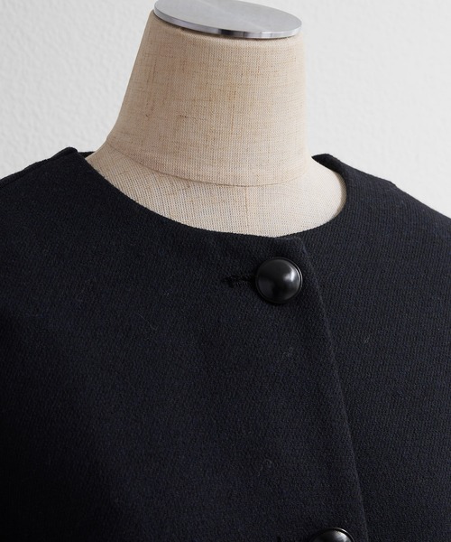 PUAL CE CIN（ピュアルセシン）の「ノーカラーコート（ノーカラーコート・レディース・ベージュ/ネイビー・FREE）」の5枚目の写真