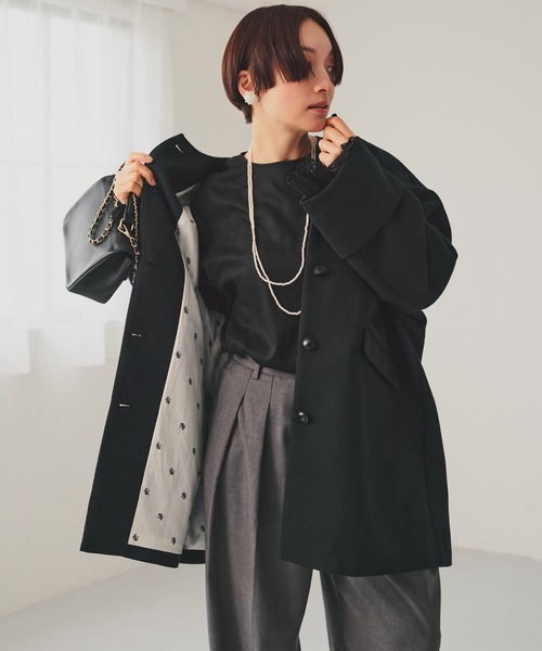 PUAL CE CIN（ピュアルセシン）の「ノーカラーコート（ノーカラーコート・レディース・ベージュ/ネイビー・FREE）」の21枚目の写真