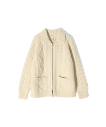 HORLISUN（ホーリーサン）の「Aran Zip Up Knit Cardigan Ecru（ニット/セーター）」