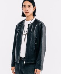 VASTIC（バスティック）の「ノーカラーウェスタンレザージャケット_ブラック（ライダースジャケット）」