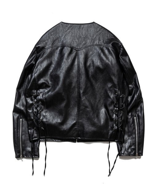 VASTIC(バスティック)の「ノーカラーウェスタンレザージャケット_ブラック(ライダースジャケット・メンズ・その他・MEDIUM/LARGE)」の3枚目の写真