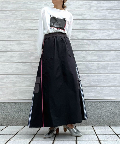 Q（キュー）の「切替サイドZIPラインスカート（スカート・レディース・チャコールグレー/オリーブ・MEDIUM）」の18枚目の写真