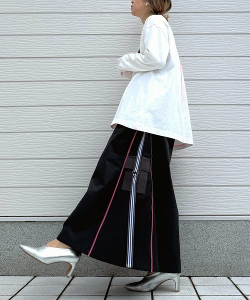 Q（キュー）の「切替サイドZIPラインスカート（スカート・レディース・チャコールグレー/オリーブ・MEDIUM）」の20枚目の写真