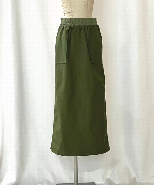 Q（キュー）の「切替サイドZIPラインスカート（スカート・レディース・チャコールグレー/オリーブ・MEDIUM）」の7枚目の写真