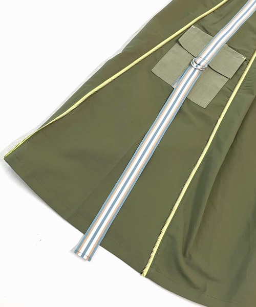 Q（キュー）の「切替サイドZIPラインスカート（スカート・レディース・チャコールグレー/オリーブ・MEDIUM）」の15枚目の写真