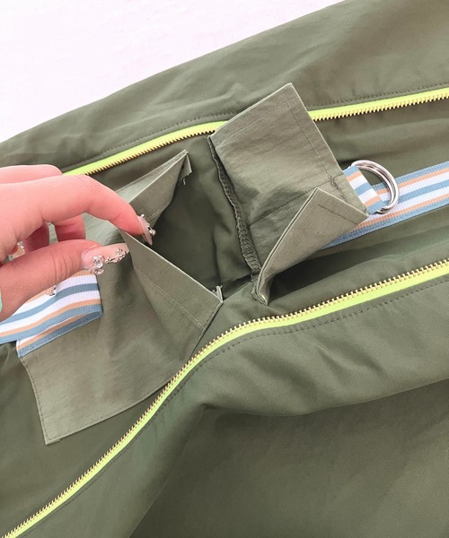Q（キュー）の「切替サイドZIPラインスカート（スカート・レディース・チャコールグレー/オリーブ・MEDIUM）」の17枚目の写真