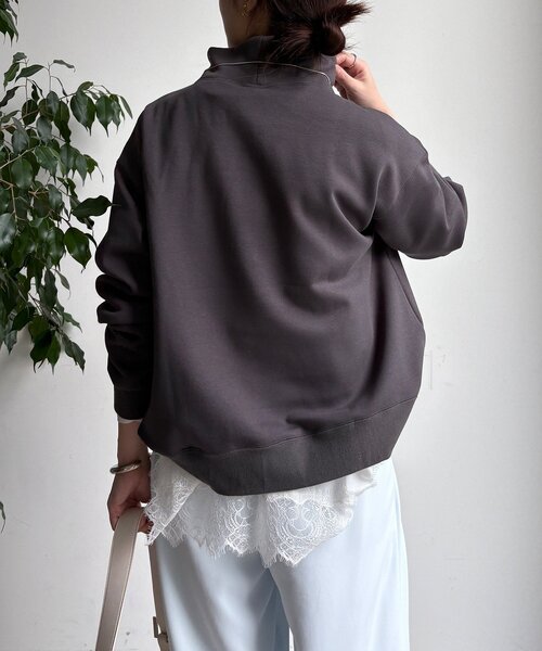 DouDou(ドゥドゥ)の「裏起毛ハイネックプルオーバー(Tシャツ/カットソー・レディース・ライトベージュ/チャコールグレー・FREE)」の11枚目の写真