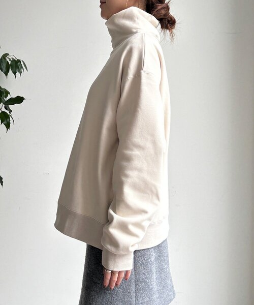 DouDou(ドゥドゥ)の「裏起毛ハイネックプルオーバー(Tシャツ/カットソー・レディース・ライトベージュ/チャコールグレー・FREE)」の22枚目の写真