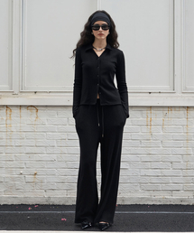 320SHOWROOM（320ショールーム）の「Ribbed Banding Wide-Leg Pants Black（スウェットパンツ）」