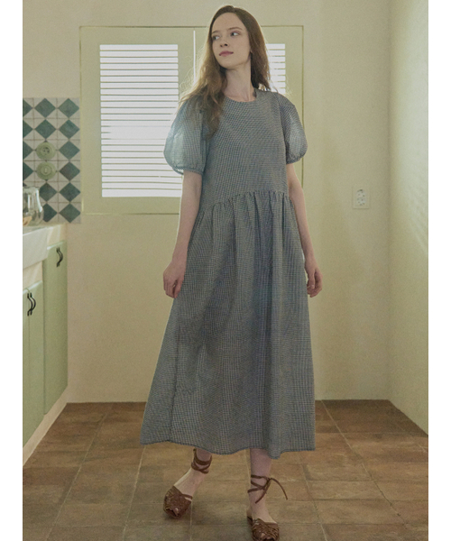 AVANT-G(アバン)の「Check Ribbon Puff Long Dress - BLACK(ワンピース・レディース・その他・FREE)」の1枚目の写真