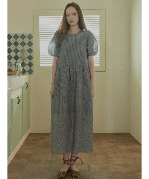 AVANT-G(アバン)の「Check Ribbon Puff Long Dress - BLACK(ワンピース・レディース・その他・FREE)」の2枚目の写真