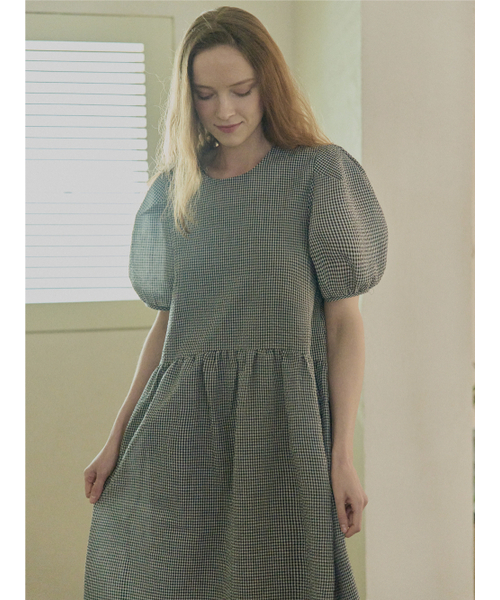 AVANT-G(アバン)の「Check Ribbon Puff Long Dress - BLACK(ワンピース・レディース・その他・FREE)」の3枚目の写真