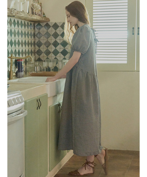 AVANT-G(アバン)の「Check Ribbon Puff Long Dress - BLACK(ワンピース・レディース・その他・FREE)」の6枚目の写真