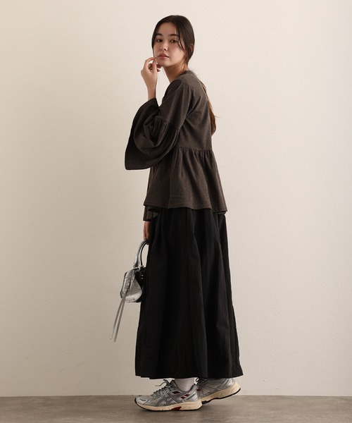 ElegChic(エレグシック)の「ペプラム ギャザーブラウス風カットソー(Tシャツ/カットソー・レディース・ブラック/グレー・4L/XL/M)」の8枚目の写真