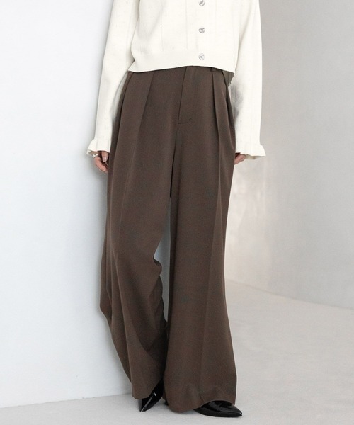 RAGEBLUE（レイジブルー）の「裾デザイン2タックワイドスラックス（スラックス・レディース・ブラウン/ベージュ系2/ブラック系9・FREE）」の3枚目の写真
