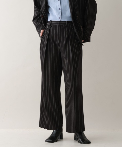 RAGEBLUE（レイジブルー）の「裾デザイン2タックワイドスラックス（スラックス・レディース・ブラウン/ベージュ系2/ブラック系9・FREE）」の4枚目の写真