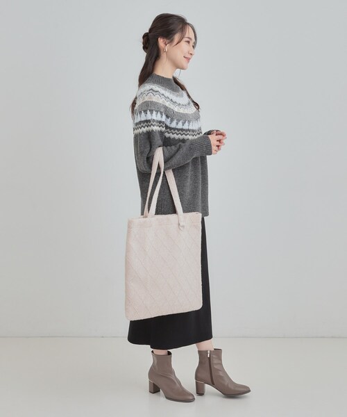 SHOO・LA・RUE（シューラルー）の「ラメ格子柄スクエアトートバッグ（トートバッグ・レディース・グレー/ブラウン系その他/ライトベージュ・00）」の9枚目の写真