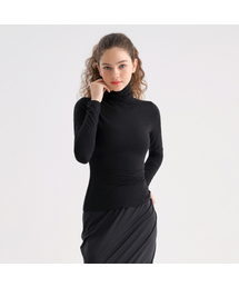 SWT25056-01 モーダルハイネックロングスリーブブラック