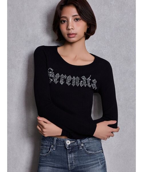 GYDA（ジェイダ）の「Serenata bijouニットトップス（ニット/セーター・レディース・ピンク/ブラック/オフホワイト・FREE）」の4枚目の写真