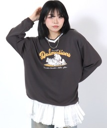 Disney | Disney(ディズニー)キャラクターカレッジロゴプリント Vネックスウェットトレーナー/ミッキーマウス/101匹わんちゃん/ドローコード付(スウェット)