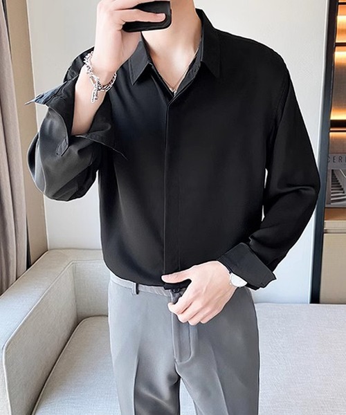 SBG（エスビー）の「SBG  ドレープ レギュラーカラーシャツ（シャツ/ブラウス・メンズ・ホワイト/ライトグリーン/ブラウン/ブラック・LARGE/MEDIUM）」の13枚目の写真