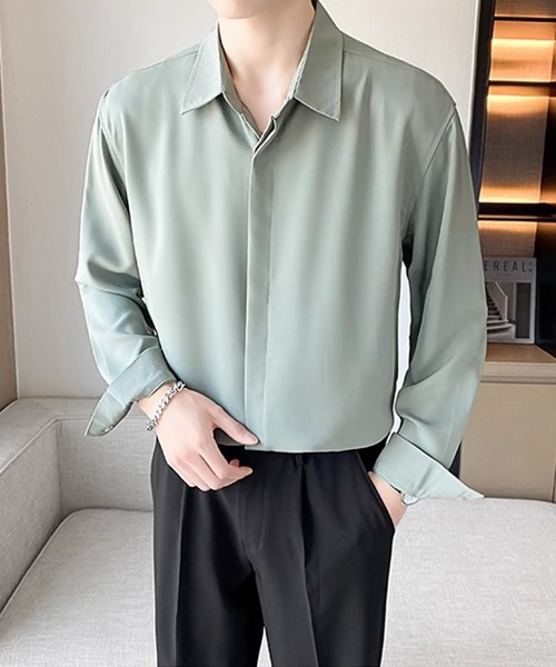 SBG（エスビー）の「SBG  ドレープ レギュラーカラーシャツ（シャツ/ブラウス・メンズ・ホワイト/ライトグリーン/ブラウン/ブラック・LARGE/MEDIUM）」の18枚目の写真