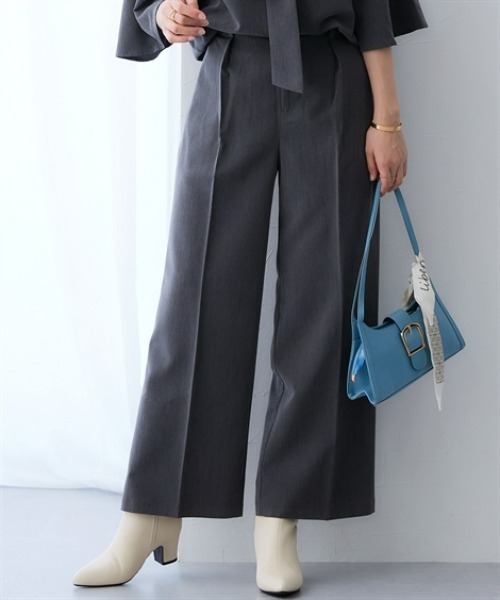 7days Life Styling（セブンデイズライフスタイリング）の「シャンブレータックワイドパンツ＜大きいサイズ有＞（その他パンツ・レディース・グレー系/ネイビー系・3L/LL/L/M）」の2枚目の写真