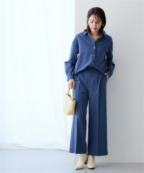 7days Life Styling（セブンデイズライフスタイリング）の「シャンブレータックワイドパンツ＜大きいサイズ有＞（その他パンツ・レディース・グレー系/ネイビー系・3L/LL/L/M）」の3枚目の写真