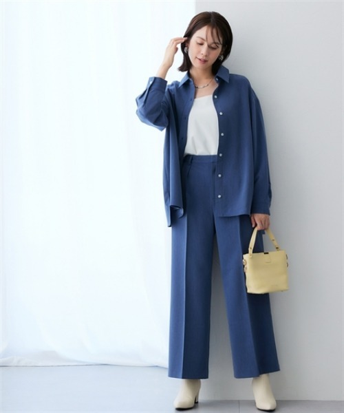 7days Life Styling（セブンデイズライフスタイリング）の「シャンブレータックワイドパンツ＜大きいサイズ有＞（その他パンツ・レディース・グレー系/ネイビー系・3L/LL/L/M）」の4枚目の写真