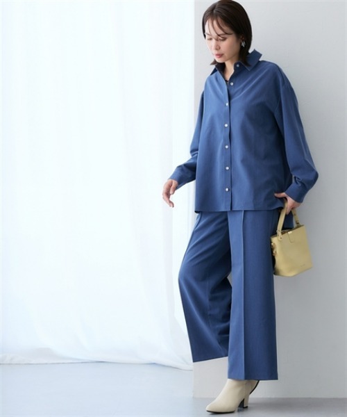 7days Life Styling（セブンデイズライフスタイリング）の「シャンブレータックワイドパンツ＜大きいサイズ有＞（その他パンツ・レディース・グレー系/ネイビー系・3L/LL/L/M）」の5枚目の写真