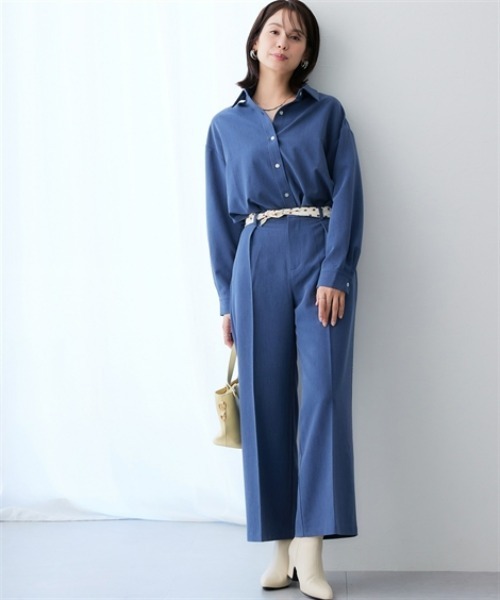 7days Life Styling（セブンデイズライフスタイリング）の「シャンブレータックワイドパンツ＜大きいサイズ有＞（その他パンツ・レディース・グレー系/ネイビー系・3L/LL/L/M）」の6枚目の写真