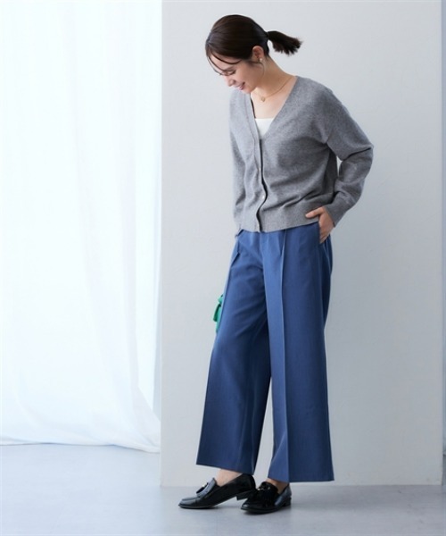 7days Life Styling（セブンデイズライフスタイリング）の「シャンブレータックワイドパンツ＜大きいサイズ有＞（その他パンツ・レディース・グレー系/ネイビー系・3L/LL/L/M）」の7枚目の写真