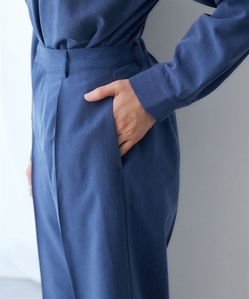 7days Life Styling（セブンデイズライフスタイリング）の「シャンブレータックワイドパンツ＜大きいサイズ有＞（その他パンツ・レディース・グレー系/ネイビー系・3L/LL/L/M）」の18枚目の写真