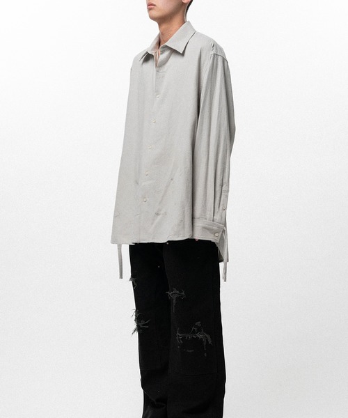 KAMIYA（カミヤ）の「Ash Fade Drawstring Cuff Shirt（シャツ/ブラウス・メンズ・ブラック/アイボリー・S）」の12枚目の写真